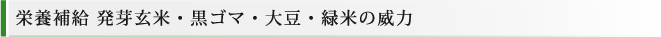 栄養補給 発芽玄米・黒ゴマ・大豆・緑米の威力